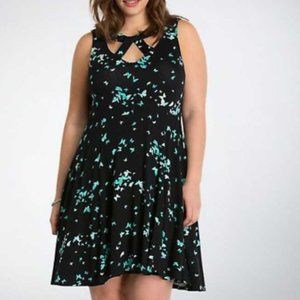 Torrid black blue butterfly knot dress